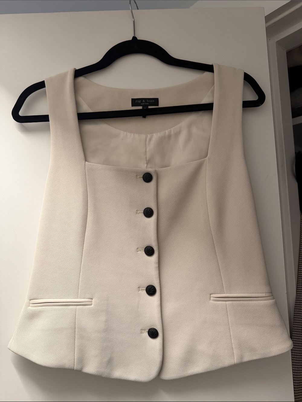 rag & bone Off-White Button-Front Sleeveless Vest